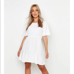 Boohoo white smock dress
